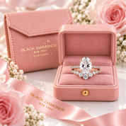 Rose Gold Oval Cut White Stone Wedding Set-Black Diamonds New York