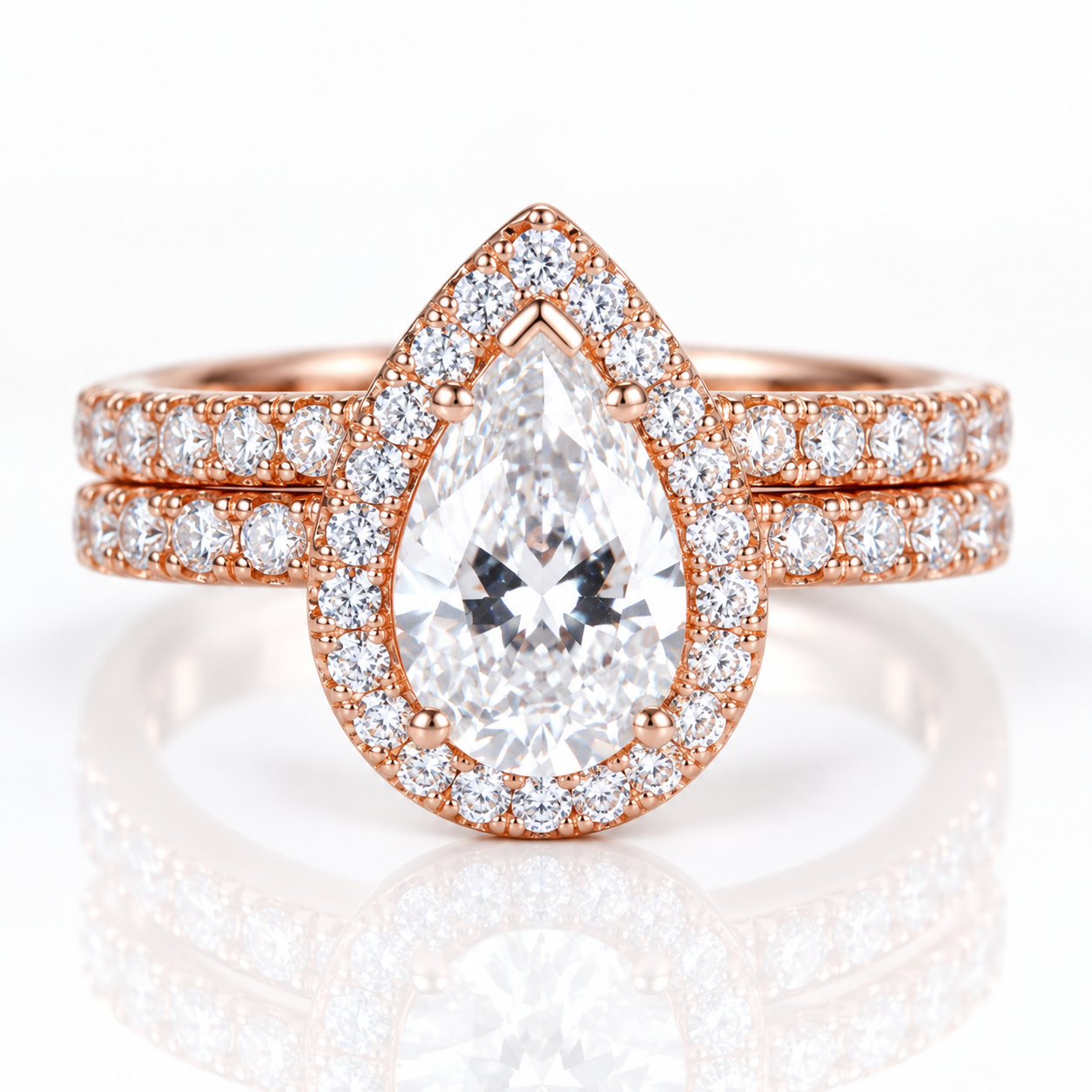 Rose Gold Pear Cut Diamond Option Engagement Ring Set-Black Diamonds New York