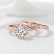 Rose Gold Round Diamond Option Bridal Ring Set-Black Diamonds New York