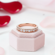 Rose Gold Round Diamond Wedding Band-Black Diamonds New York