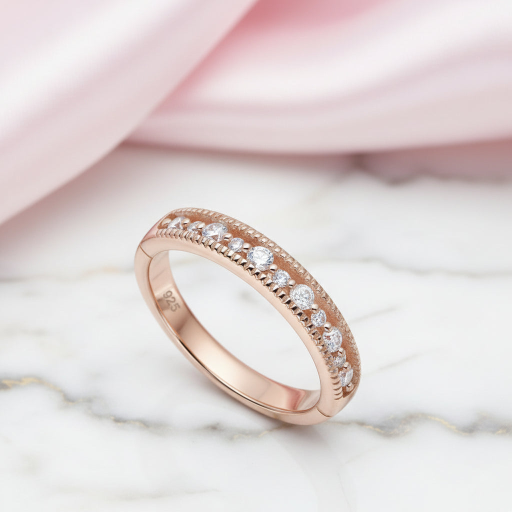 Rose Gold Round Diamond Option Wedding Band-Black Diamonds New York