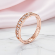 Rose Gold Round Diamond Option Wedding Band-Black Diamonds New York