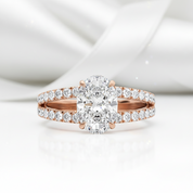 Rose Gold Split Shank Oval Cut Engagement Ring-Black Diamonds New York