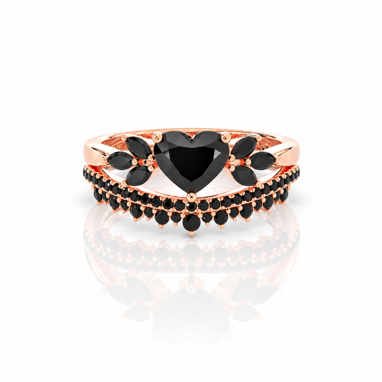 Forever In My Heart- 1.25ct Heart Cut Diamond Option Gothic Promise Ring-Black Diamonds New York