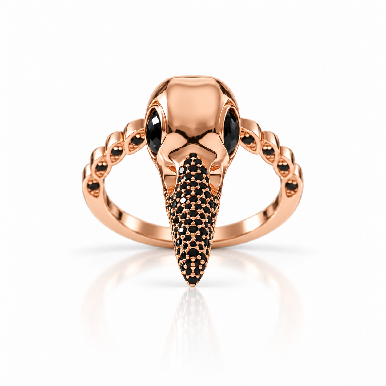 Forevermore- Paved Diamond Option Raven Skull Engagement Ring-Black Diamonds New York