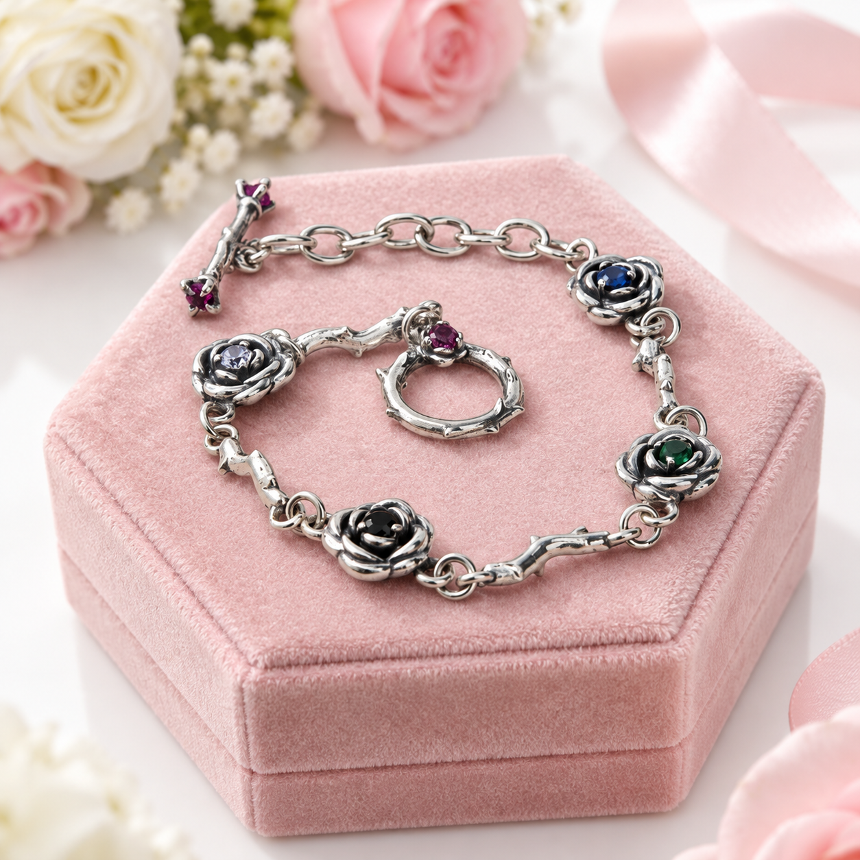 Roses and Thorns Buckle Bracelet-Black Diamonds New York