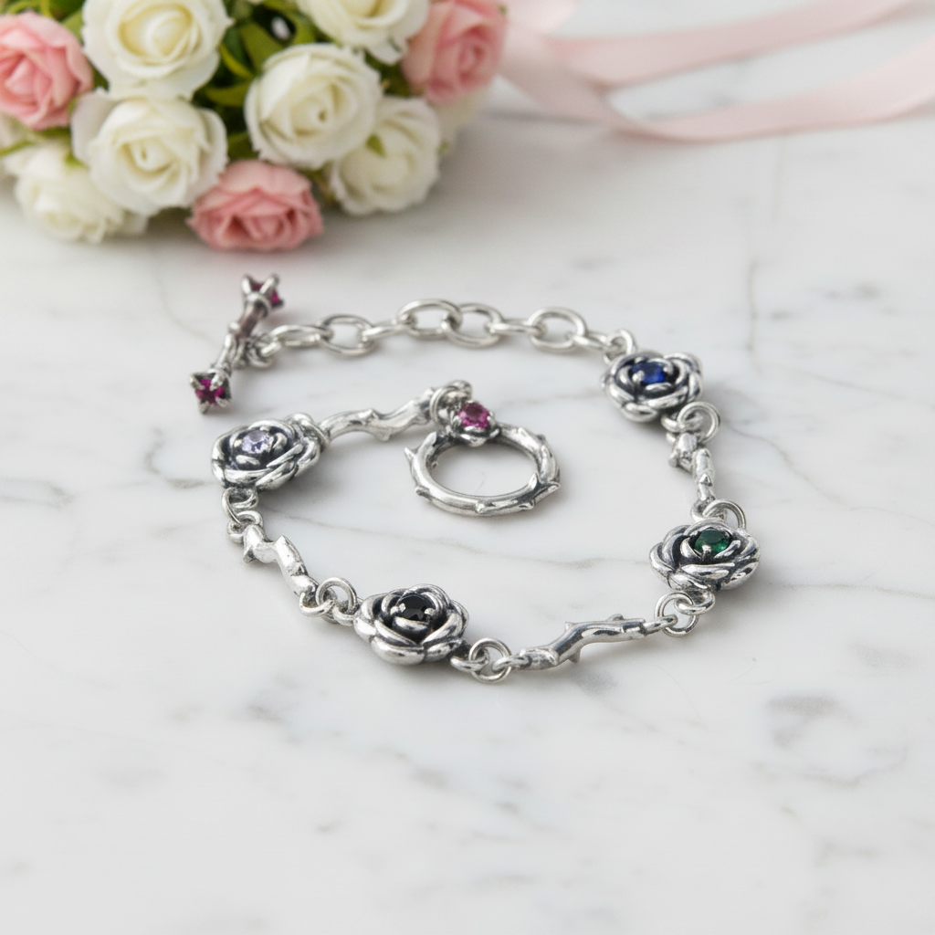 Roses and Thorns Buckle Bracelet-Black Diamonds New York