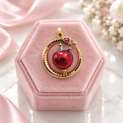 Rotating Red Apple with Golden Snake Pendant-Black Diamonds New York