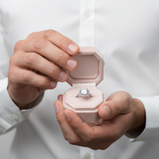 Round-cut Diamond Option Four Prong Halo Engagement Ring-Black Diamonds New York