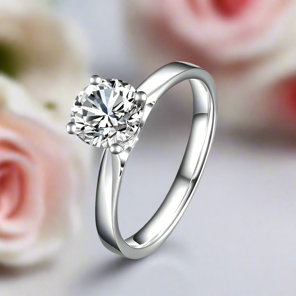 Round-cut Diamond Ring Classic Four Prong Setting-Black Diamonds New York