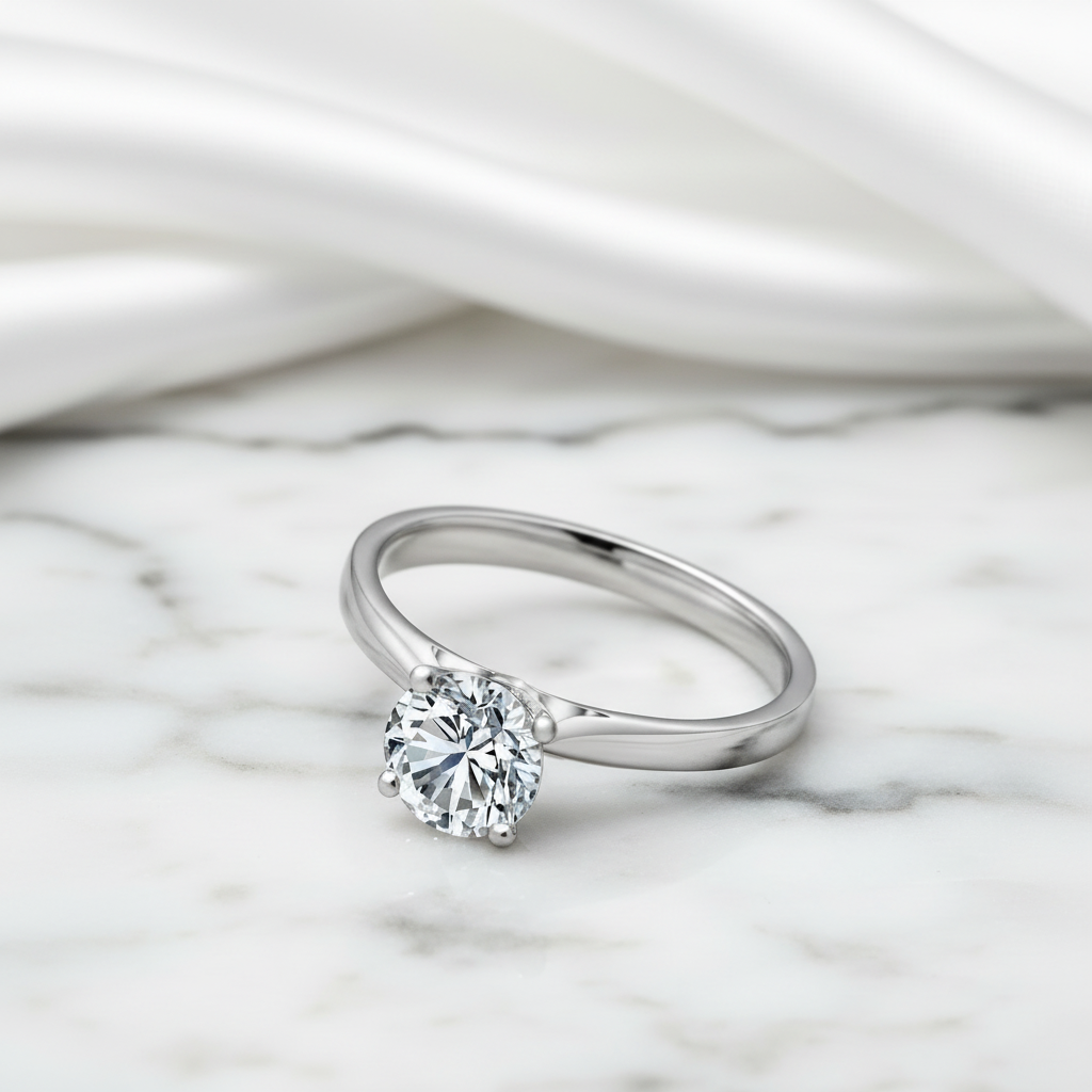 Round-cut Diamond Option Ring in Classic Four Prong Setting-Black Diamonds New York