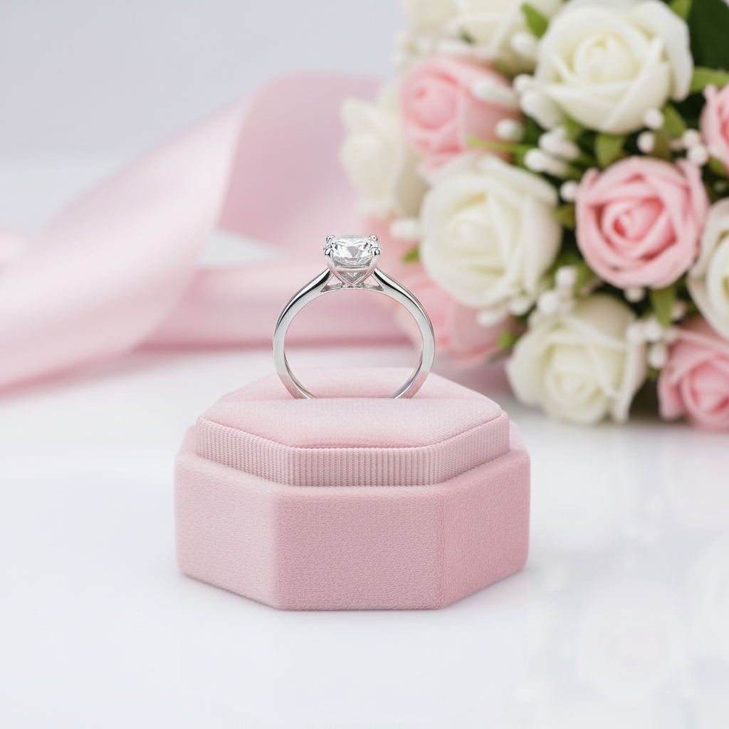 Round-cut Diamond Option Ring in Classic Four Prong Setting-Black Diamonds New York