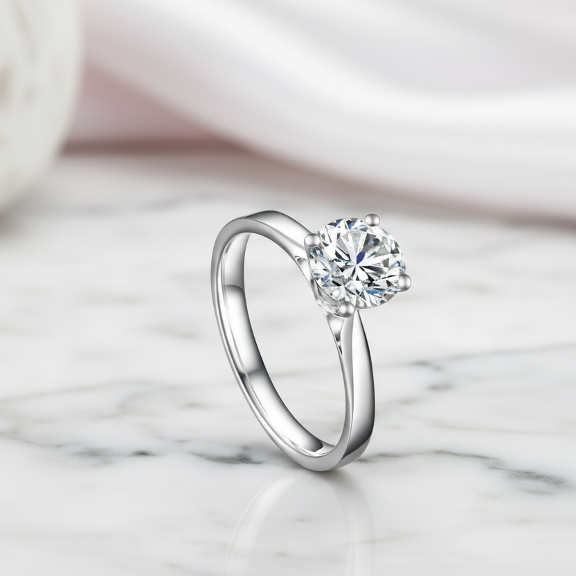 Round-cut Diamond Option Ring in Classic Four Prong Setting-Black Diamonds New York