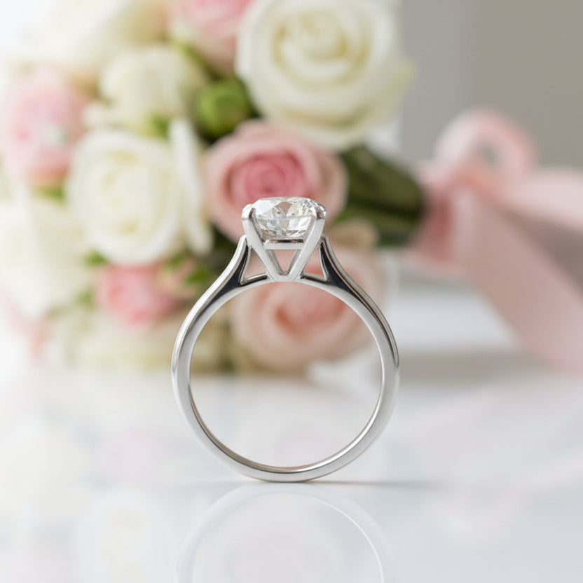 Round-cut Diamond Option Ring in Classic Four Prong Setting-Black Diamonds New York