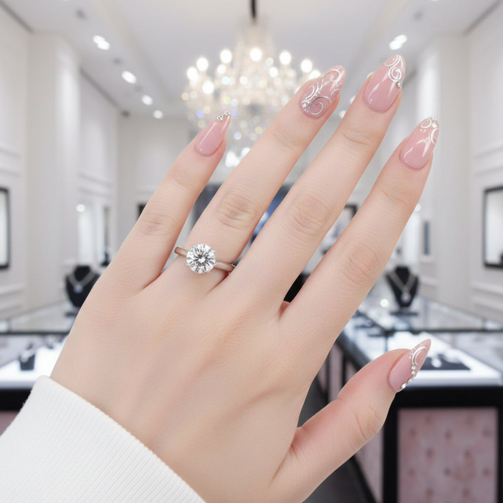 Round-cut Diamond Option Ring in Classic Four Prong Setting-Black Diamonds New York