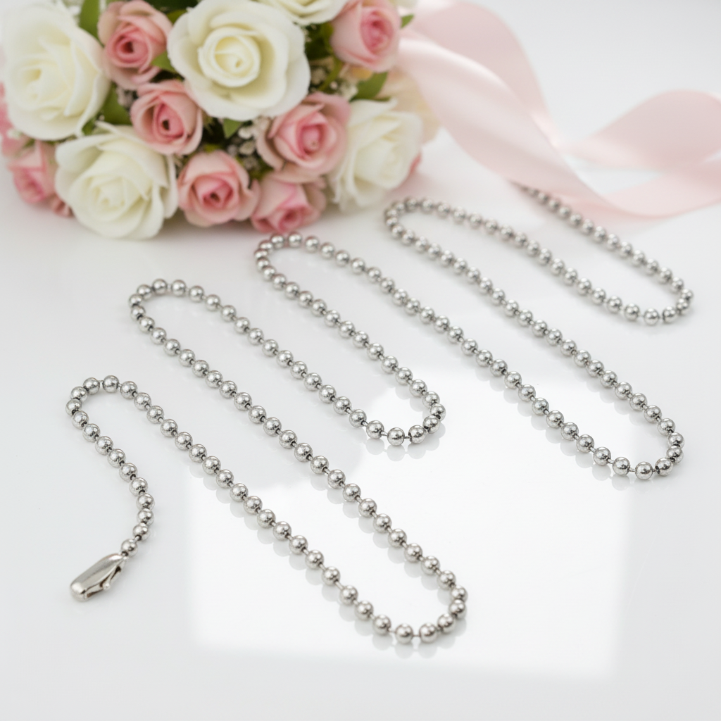 Round Bead Chain Retro Buckle Necklace-Black Diamonds New York