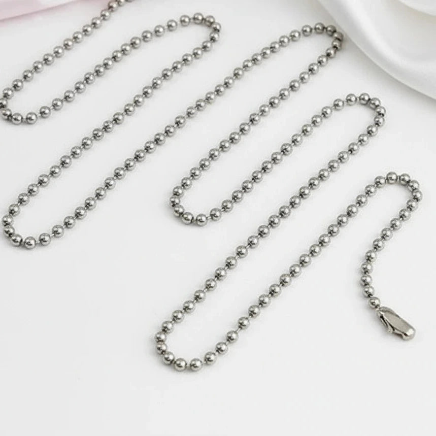 Round Bead Chain Retro Buckle Necklace-Black Diamonds New York