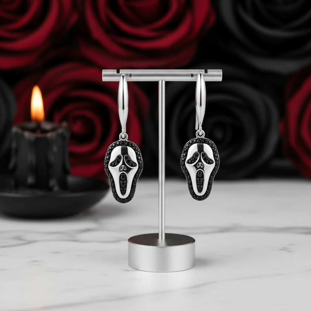 Round Black Spinel Halloween Drop Earrings-Black Diamonds New York