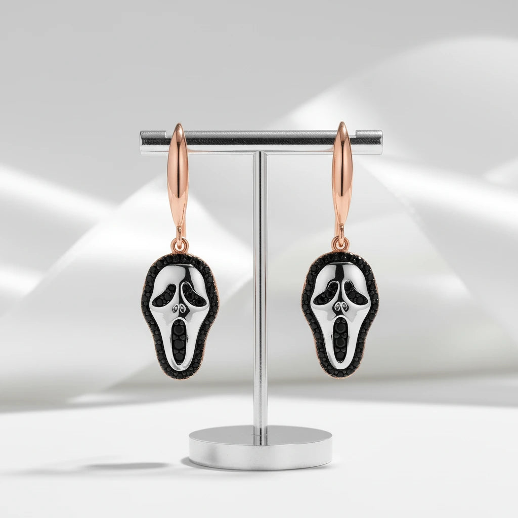 Round Black Spinel Halloween Drop Earrings-Black Diamonds New York