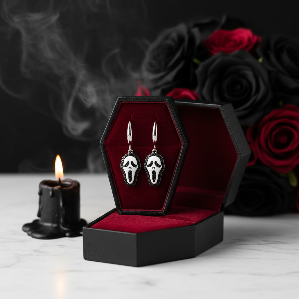 Round Black Spinel Halloween Drop Earrings-Black Diamonds New York