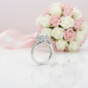 Round Cut Diamond Double Halo Split Shank Engagement Ring-Black Diamonds New York