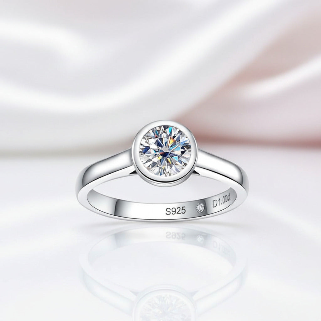 Round Cut Diamond Option Bezel Engagement Ring (Aftersale Service)-Black Diamonds New York