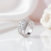 Round Cut Diamond Option Split Band Engagement Ring-Black Diamonds New York