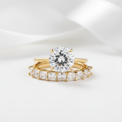 Round Cut Diamond Option Yellow Gold Engagement Ring Set-Black Diamonds New York