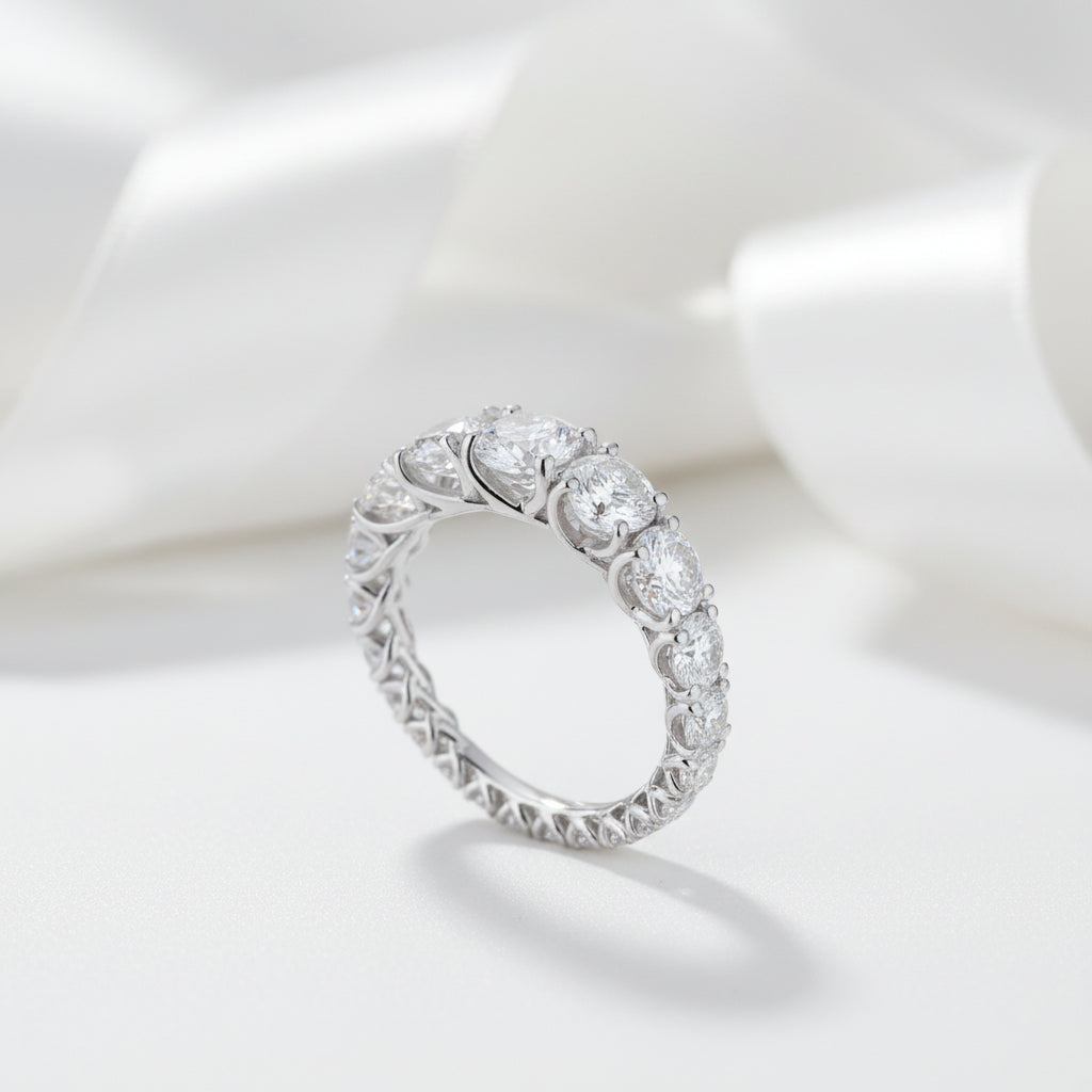 Round Cut Eternity Wedding Band In White Gold-Black Diamonds New York