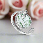 Round Cut Moss Agate Engagement Ring-Black Diamonds New York