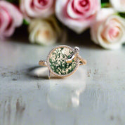Round Cut Moss Agate Engagement Ring-Black Diamonds New York