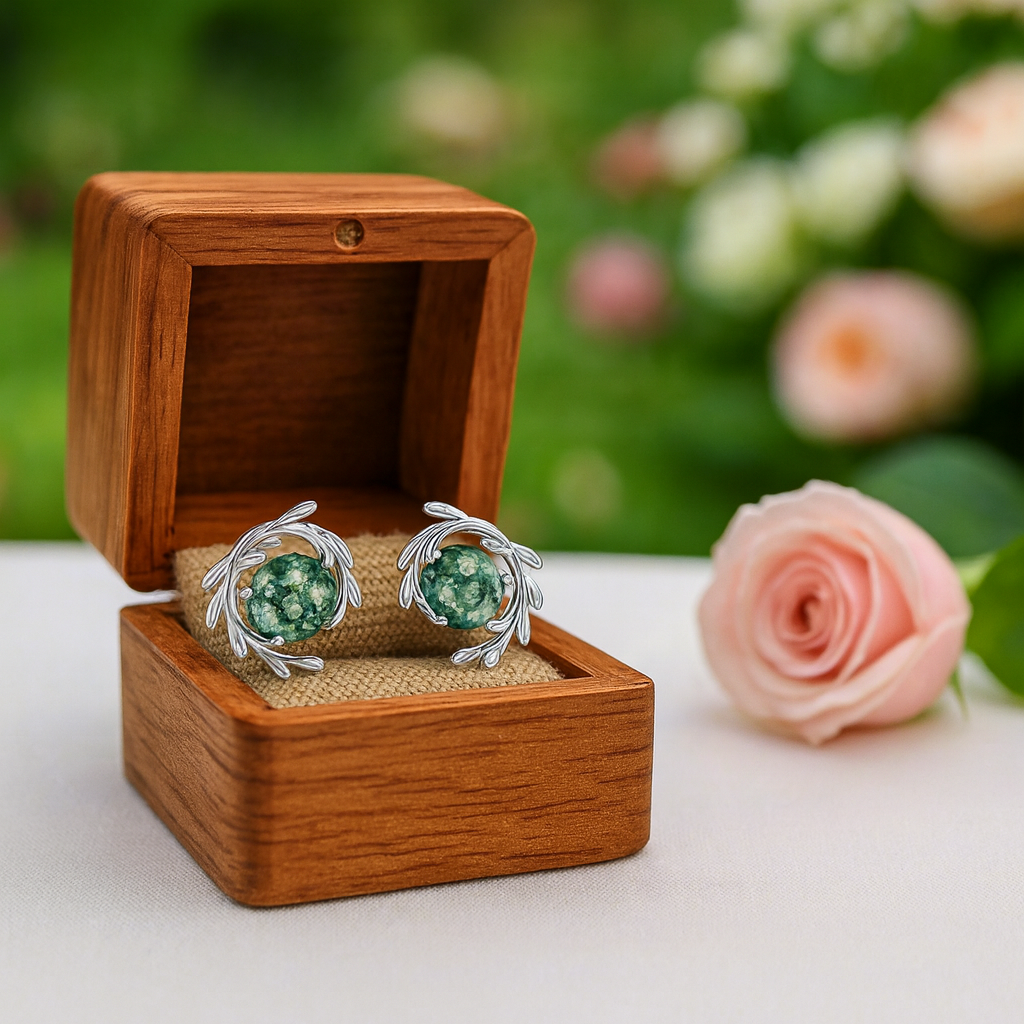 Round Cut Moss Agate Stud Earrings-Black Diamonds New York