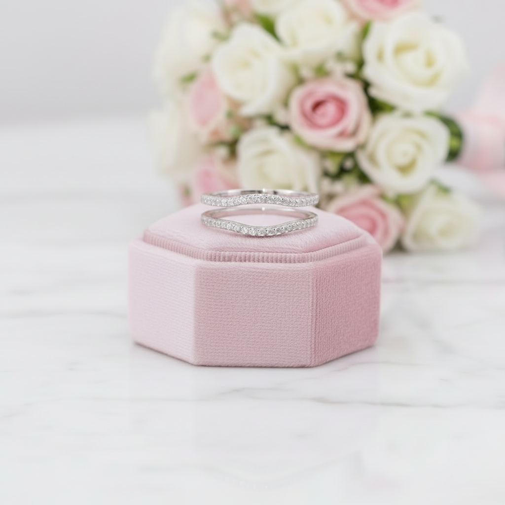 Round Diamond Option Adjustable Curved Enhancer Wedding Band-Black Diamonds New York