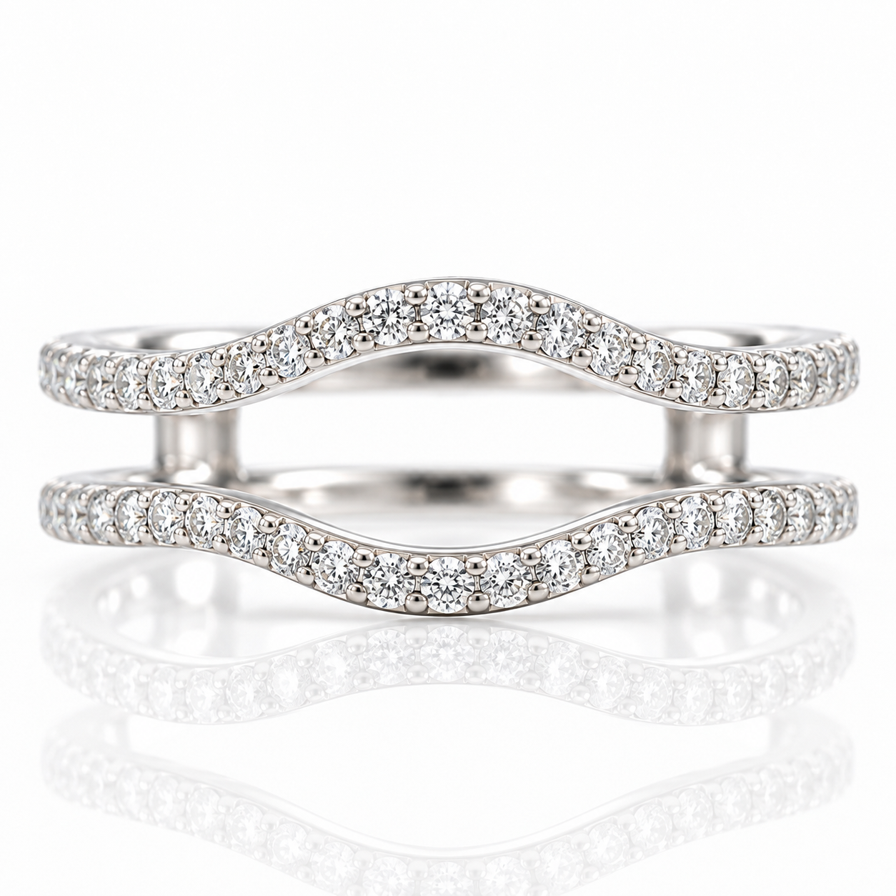 Round Diamond Option Adjustable Curved Enhancer Wedding Band-Black Diamonds New York