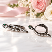 Round Diamond Option Snake Earrings-Black Diamonds New York