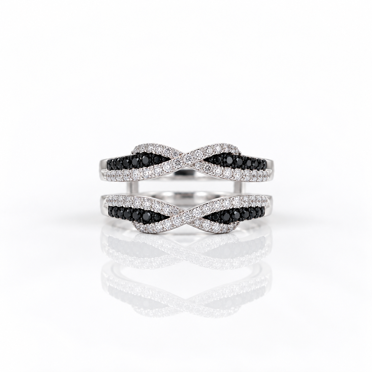 Round Diamond Option Twist Design Ring Enhancer-Black Diamonds New York