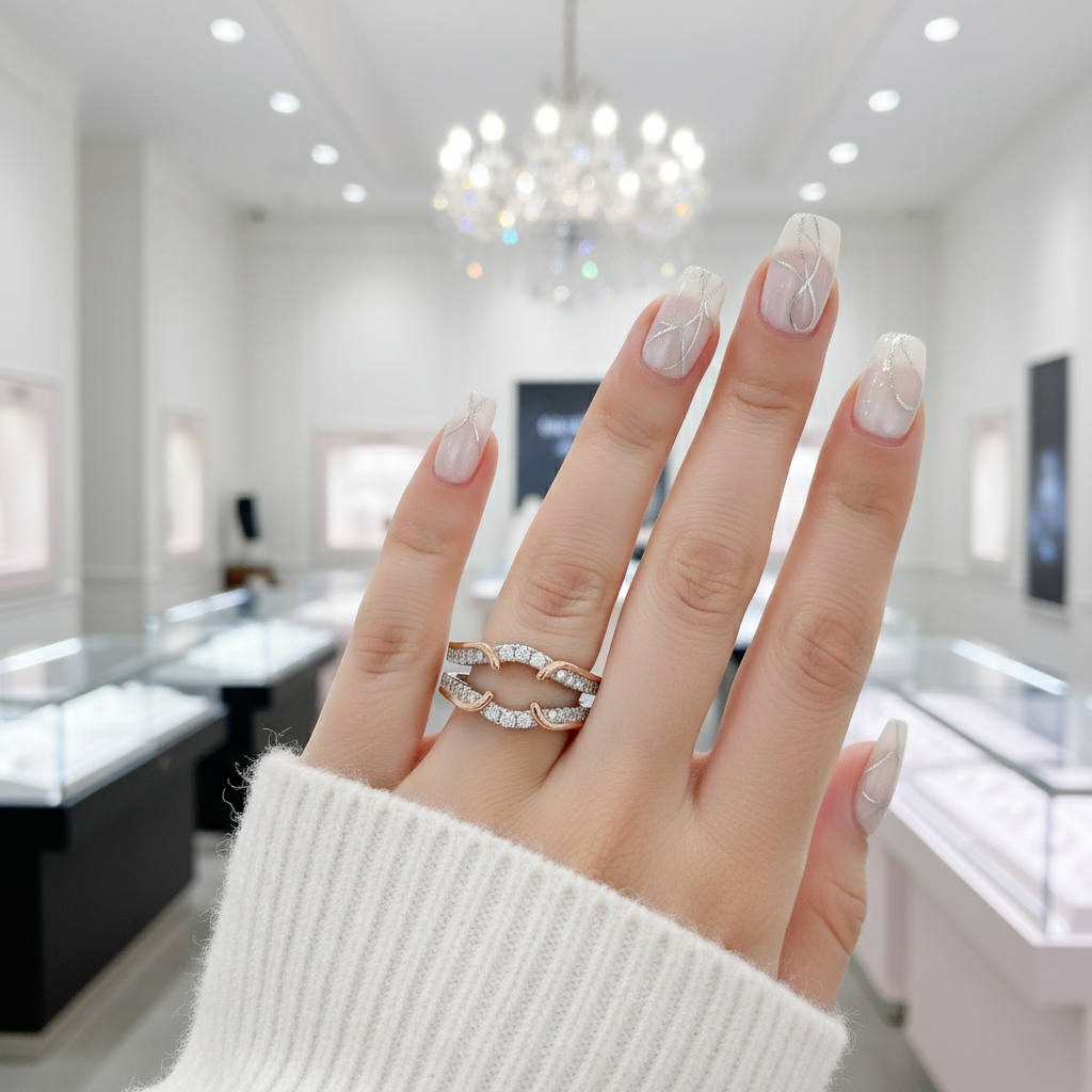 Round Diamond Option Rose Gold Accent Ring Enhancer-Black Diamonds New York