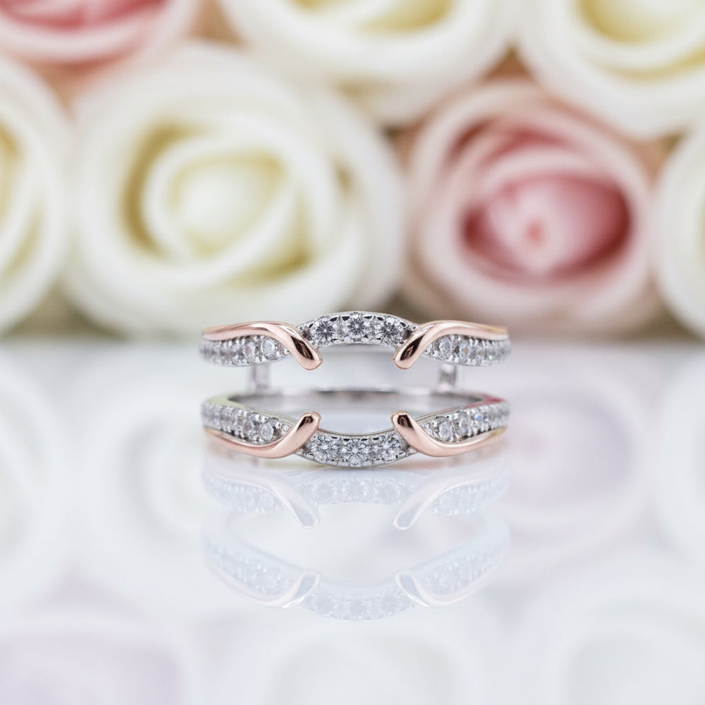 Round Diamond Rose Gold Accent Ring Enhancer-Black Diamonds New York