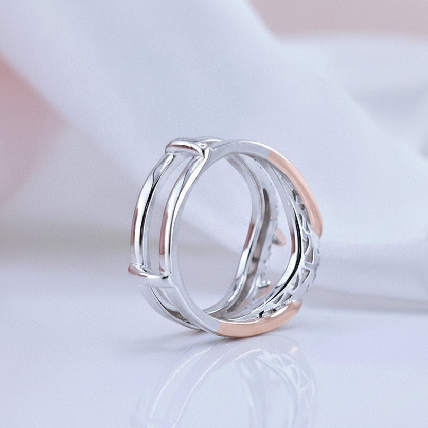 Round Diamond Rose Gold Accent Ring Enhancer-Black Diamonds New York