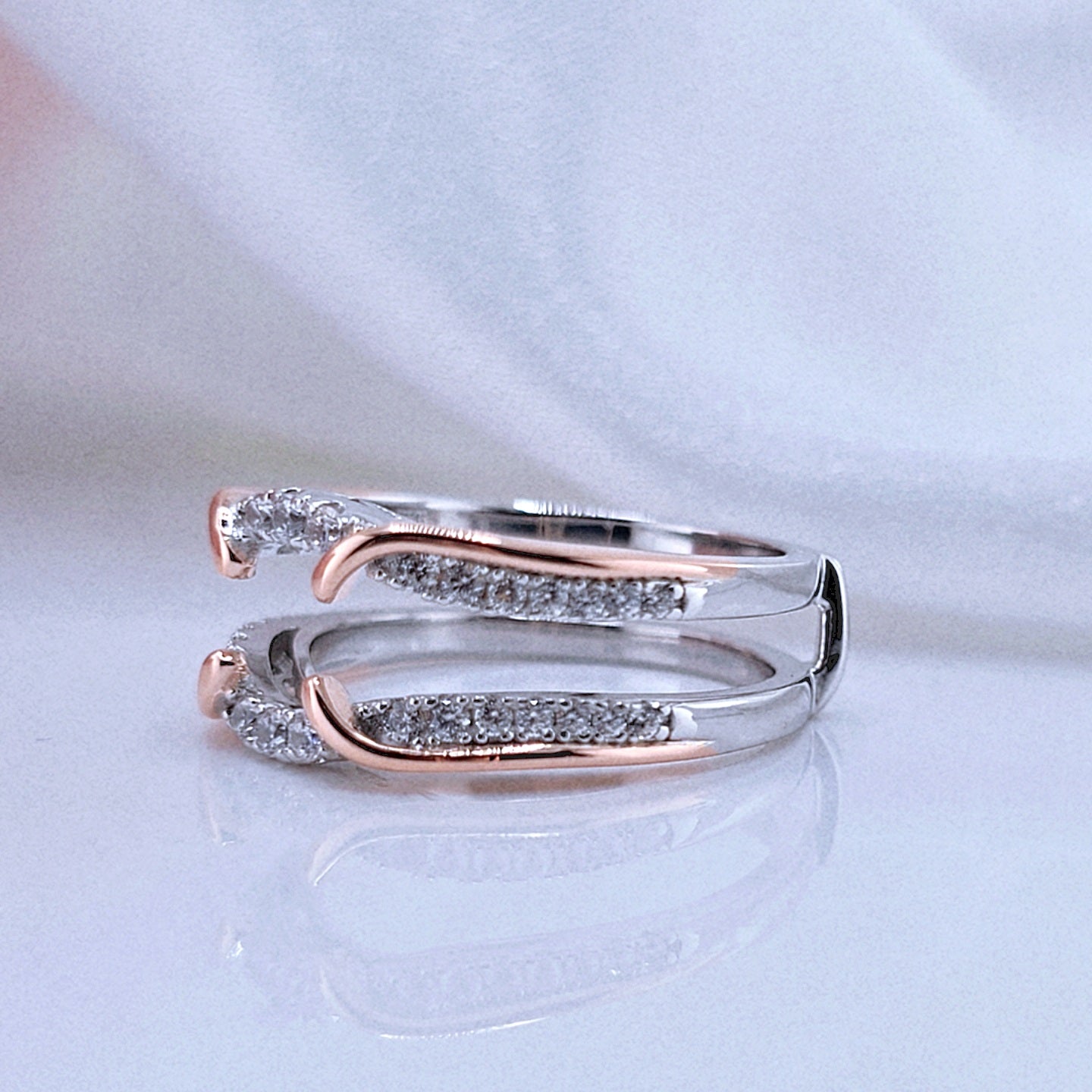 Round Diamond Option Rose Gold Accent Ring Enhancer-Black Diamonds New York