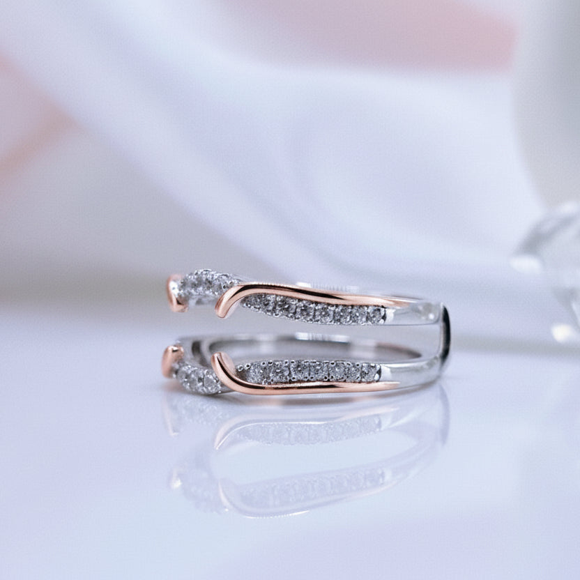 Round Diamond Rose Gold Accent Ring Enhancer-Black Diamonds New York