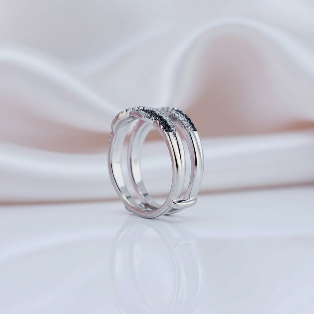 Round Diamond Twist Design Ring Enhancer-Black Diamonds New York