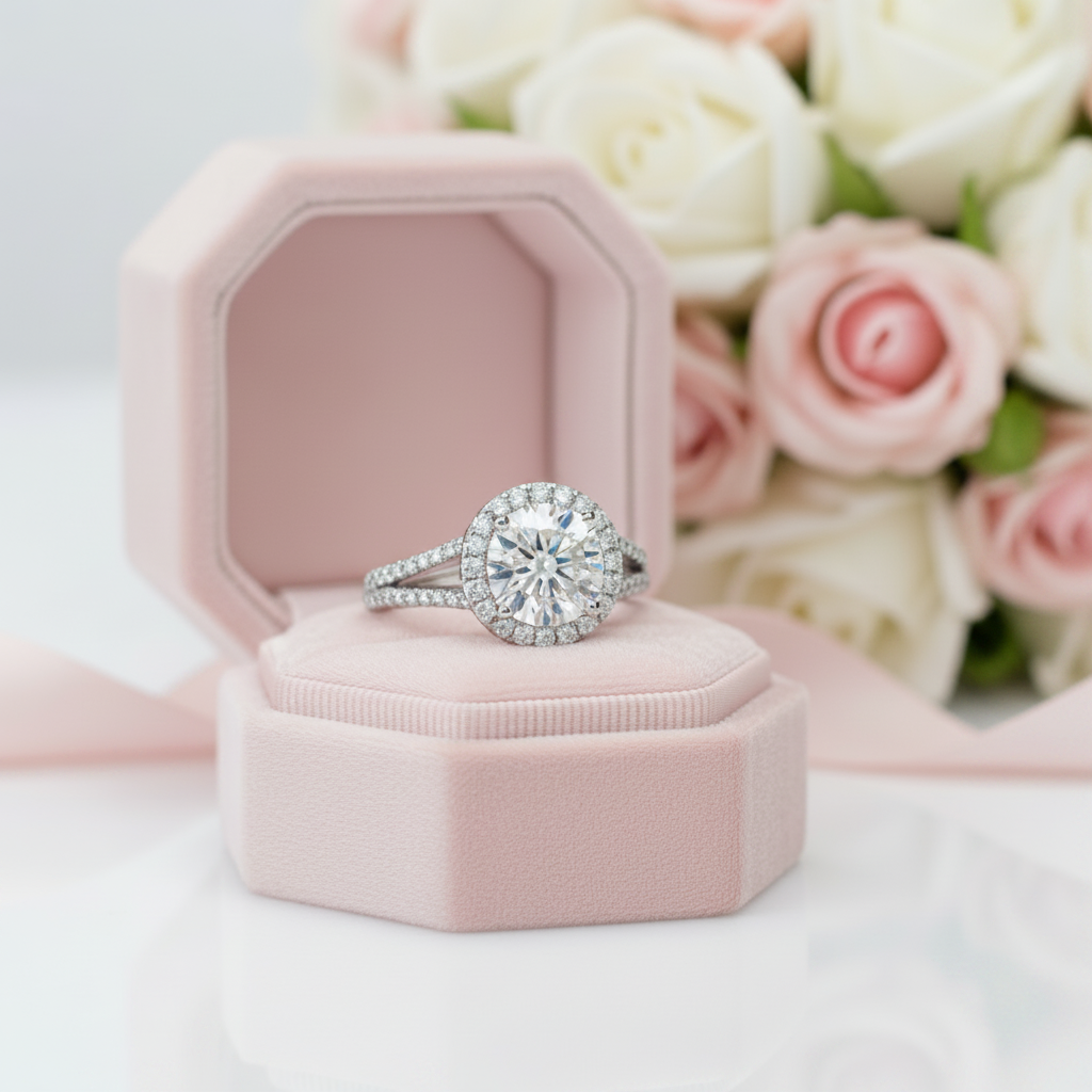 Round Halo Diamond Option Engagement Ring-Black Diamonds New York