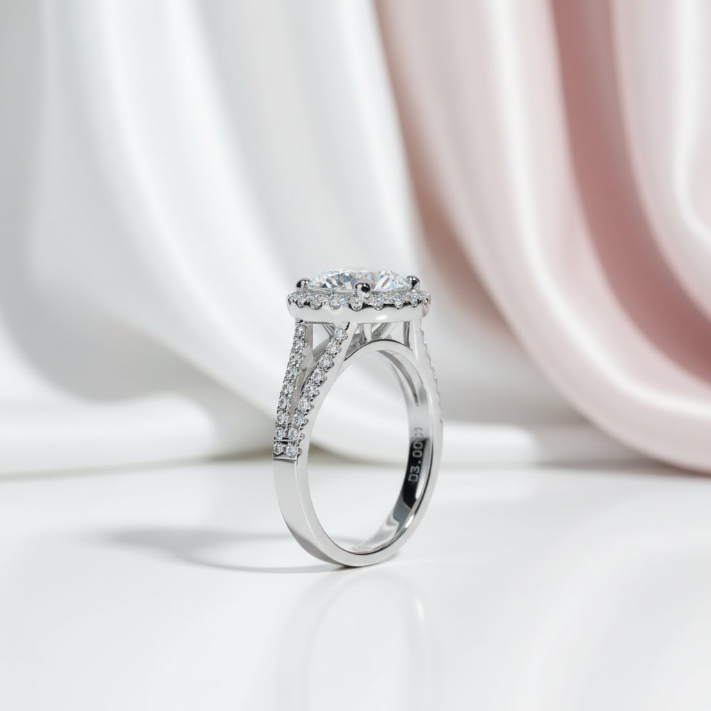 Round Halo Diamond Option Engagement Ring-Black Diamonds New York