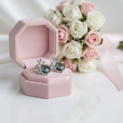 Round Moss Agate Branch Style Stud Earrings-Black Diamonds New York