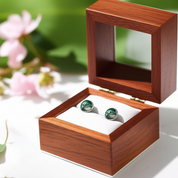 Round Moss Agate Classic Stud Earrings-Black Diamonds New York