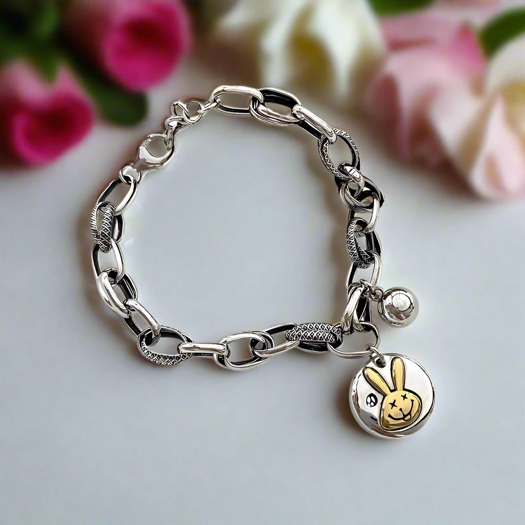 Round Rabbit's Head Bracelet-Black Diamonds New York