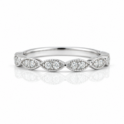 Round Scalloped Diamond Option Stackable Ring Band-Black Diamonds New York