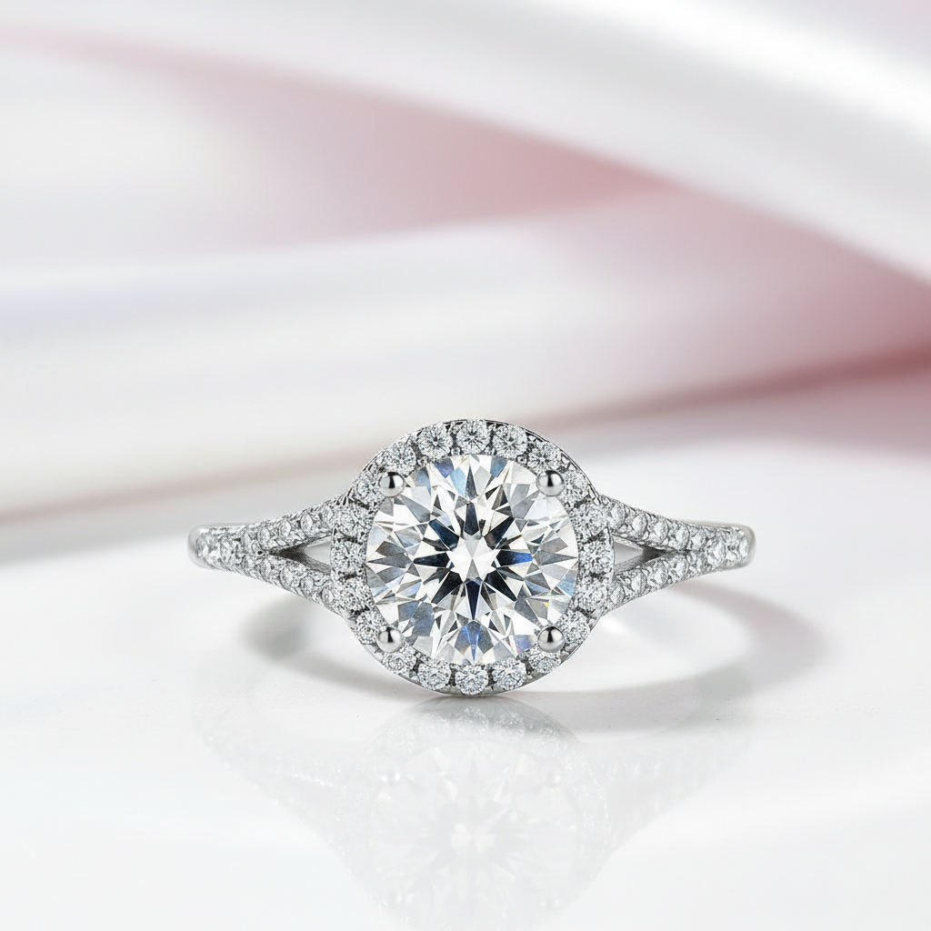 Round Split Shank Halo Diamond Option Engagement Ring-Black Diamonds New York