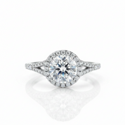 Round Split Shank Halo Diamond Option Engagement Ring-Black Diamonds New York